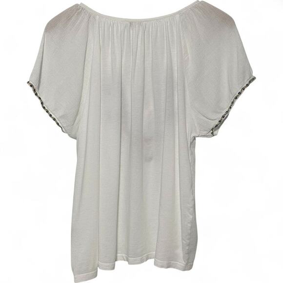 Lucky Brand Cotton Blend Embroidered Short Sleeve Peasant Top (XL) - Picture 2 of 10